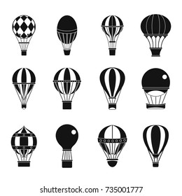 Air ballon icon set. Simple set of air ballon vector icons for web design isolated on white background