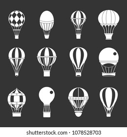 Air ballon icon set vector white isolated on grey background 