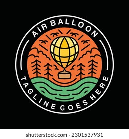 Air Ballon Logo Vector Design illustration Vintage Badge Emblem Symbol and Icon
