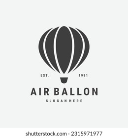 Air ballon logo vector icon illustration hipster vintage retro .