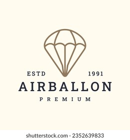 Air ballon logo vector icon illustration hipster vintage retro