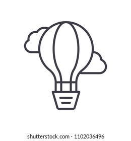 Air ballon navigation black icon concept. Air ballon navigation flat  vector symbol, sign, illustration.