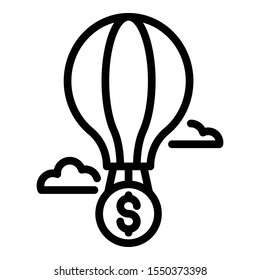 Air ballon startup icon. Outline air ballon startup vector icon for web design isolated on white background