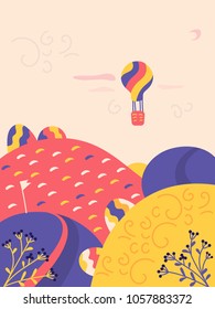 Air ballon Summer Flower Illustration