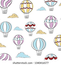 air ballons colorfull cartoon seamless vector pattern. Good for textile, postcard. packing design