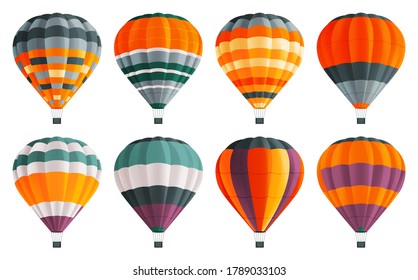 Air ballons icons set. Colorful air balloons at white background