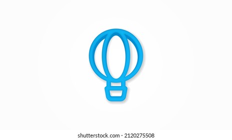 Air balloon 3d line flat color icon  Realistic vector illustration  Pictogram isolated  Top view  Colorful transparent shadow design 