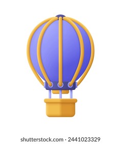 Aerostato de globo de aire. Aviones, vacaciones de verano, aventura, viajes, concepto de turismo. Icono de vector 3d. Dibujos animados estilo minimalista.