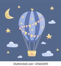 Air balloon baby illustration