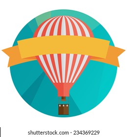 Air balloon and banner background