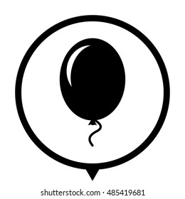 Air Balloon - black vector  icon; map pointer