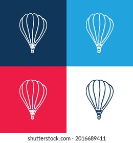 Air Balloon blue and red four color minimal icon set