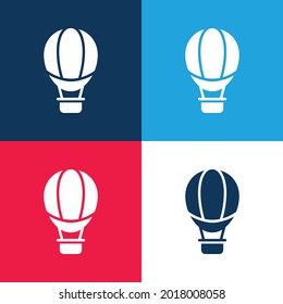 Juego de iconos mínimo de cuatro colores azul y rojo de globo de aire