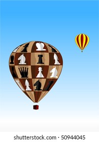 air balloon with chess figures