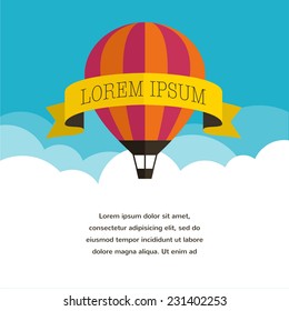 Air balloon and clouds background