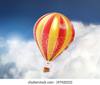 Air balloon in the clouds, vector illustration