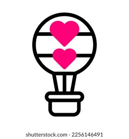 air balloon con duotone red style valentine illustration vector element and symbol perfect. Icon sign from modern collection for web.