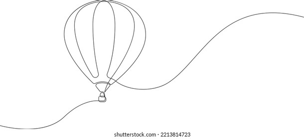 Air balloon continuous line drawing  Air balloon minimalist trendy line art  Contour vector illustration 