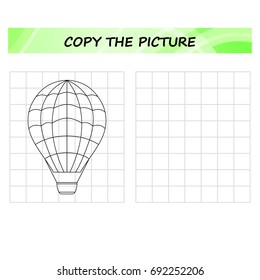 air balloon - copy the picture, worksheet.  Education game for children.