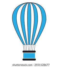 Air balloon design vector art and illustration. light blue and white color air balloon with white background.