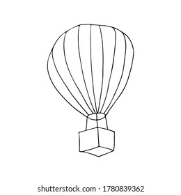 Air balloon doodle icon. Hand drawn air ballooon icon in vector