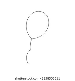 Air balloon drawn in one continuous line. One line drawing, minimalism. Vector illustration.