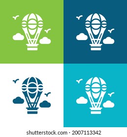 Air Balloon Flat four color minimal icon set