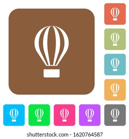Air balloon flat icons on rounded square vivid color backgrounds.