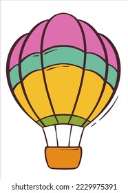Air balloon for flight. Multicolored hot air balloon in flat style. Colorful vector illustration. Isolated object for any design.