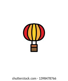 air balloon fly Summer vector logo icon or illustration. Editable stroke and color. Perfect use for pattern and design graphic.