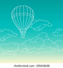 Air balloon flying in the clouds vector illustration