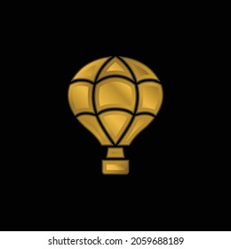 Air Balloon gold plated metalic icon or logo vector