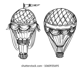 Air balloon. Hand drawn illustration. Vector isolated