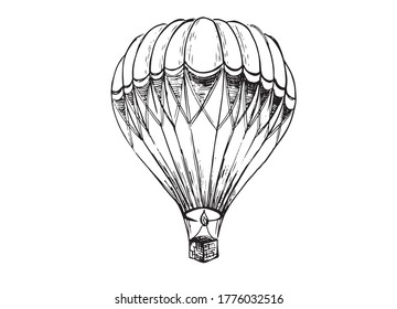 Air balloon. Hand drawn illustration. Vector