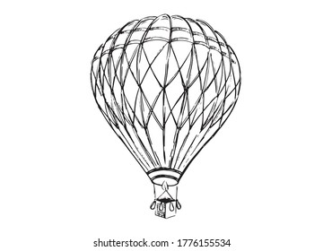 Air balloon. Hand drawn illustration. Vector