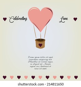 an air balloon with a heart shape on a white background with text