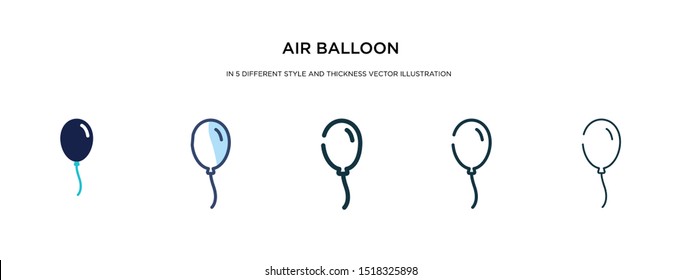 air balloon icon in different style and thickness vector illustration. Two colored and black air balloon vector icons in filled, outline, line, stroke style can be used for web, mobile, UI