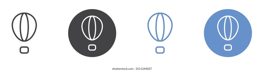 Air balloon icon Flat set in black and white color