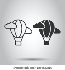 Air balloon icon in flat style. Aerostat vector illustration on white isolated background. Flying transport business concept.