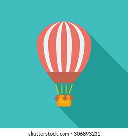 Air balloon icon. Flat vector related icon with long shadow for web and mobile applications. It can be used as - logo, pictogram, icon, infographic element. Vector Illustration.
