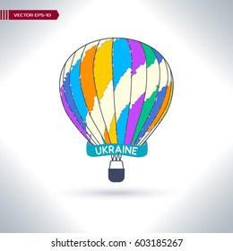 Air balloon icon. Fly transport sign. Airship travel symbol. Vector