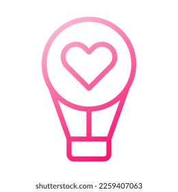 air balloon icon gradient red style valentine illustration vector element and symbol perfect. Icon sign from modern collection for web.