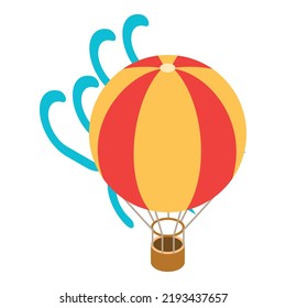 Air balloon icon isometric vector. Big multicolored aerostat flying in airflow. Airballoon, air transport