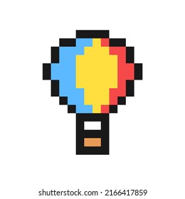 Air balloon icon in pixel art design isolated on white background, aerostat vector sign symbol