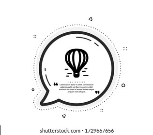 Air balloon icon. Quote speech bubble. Flight transport with basket sign. Aircraft symbol. Quotation marks. Classic air balloon icon. Vector