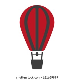 Air balloon icon in red and black colors isolated