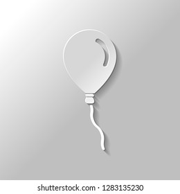 Air balloon icon. Sign of celebration. Paper style with shadow on gray background