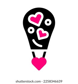 air balloon icon solid black pink style valentine illustration vector element and symbol perfect. Icon sign from modern collection for web.