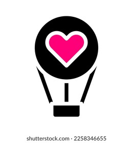 air balloon icon solid black pink style valentine illustration vector element and symbol perfect. Icon sign from modern collection for web.