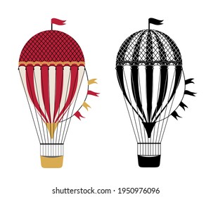 
Air Balloon icon. air transport symbol, hot air balloon vector sign on white background, aerostat transportation icon in outline style for mobile concept and web design. Holiday decorative design